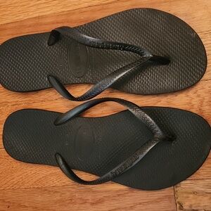Havaianas Slim Black Sandals Slippers Flip Flop Woman’s Size 37-38